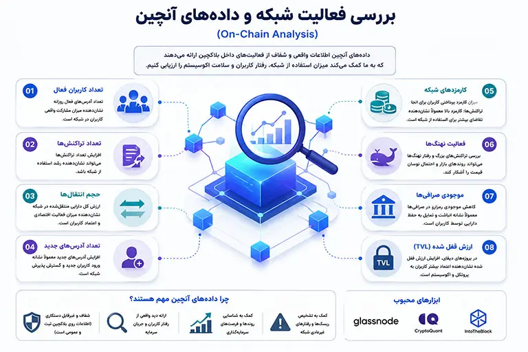 بررسی فعالیت شبکه و داده‌های آنچین