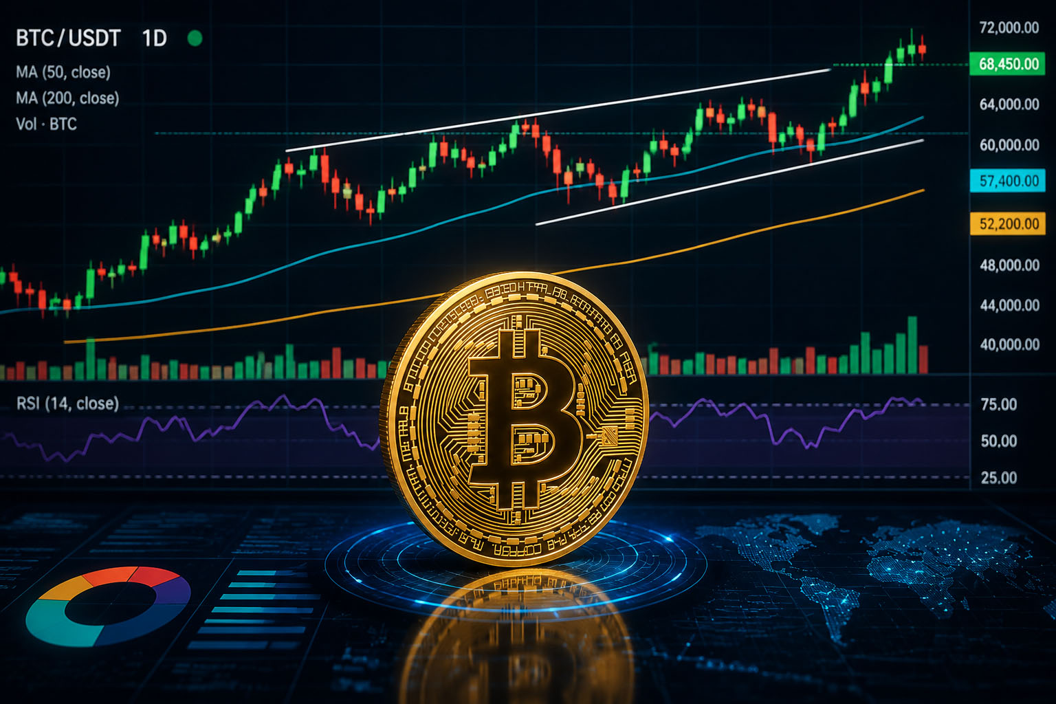 تحلیل تکنیکال بیت کوین امروز؛ بررسی RSI، میانگین متحرک و حمایت‌های مهم BTC