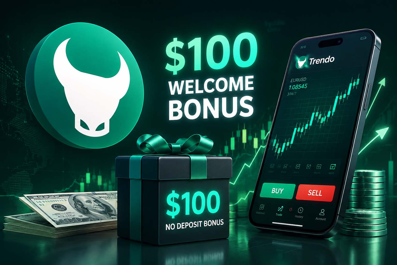 نحوه دریافت بونوس 100 دلاری ترندو بدون واریز | آموزش کامل