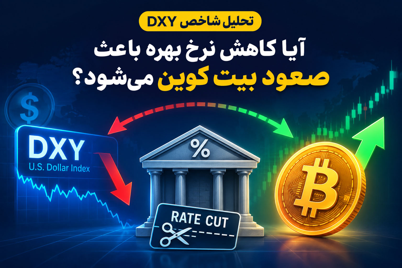 تحلیل شاخص DXY؛ آیا کاهش نرخ بهره باعث صعود بیت کوین می‌شود؟