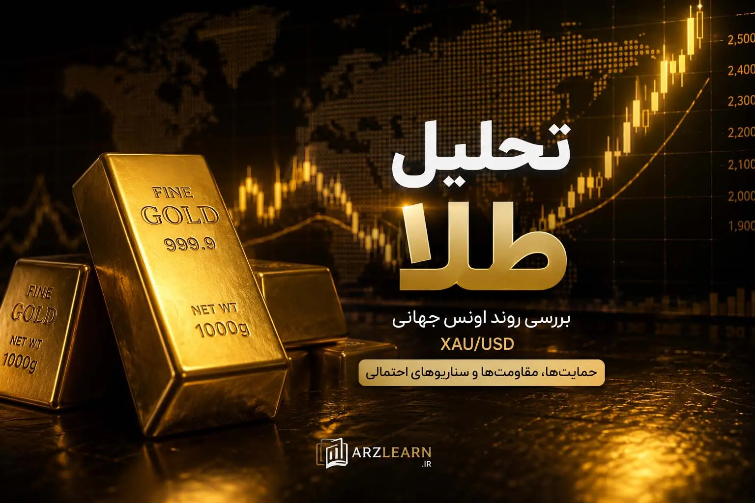 تحلیل قیمت طلا امروز؛ بررسی روند انس جهانی (XAU/USD)، حمایت‌ها و مقاومت‌های کلیدی