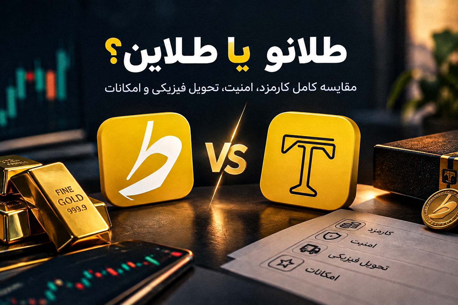 طلانو یا طلاین؟ مقایسه کامل کارمزد، امنیت، تحویل فیزیکی و امکانات