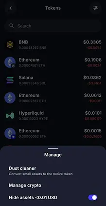manage crypto تراست ولت